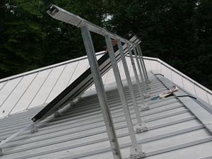 solar collectors on metal roof